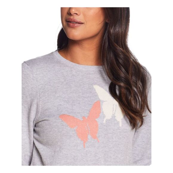 WEATHERPROOF VINTAGE Womens Gray Graphic Long Sleeve Crew Neck Sweater XS - Picture 3 of 4